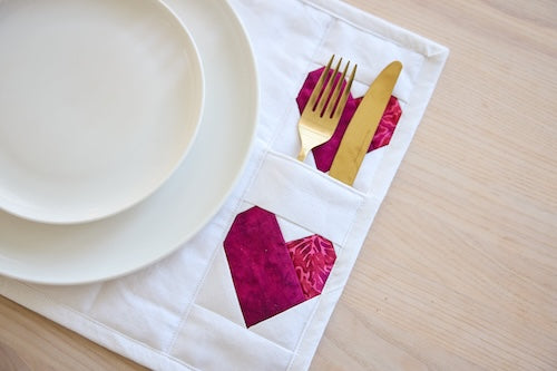 Heart Placemat with Cutlery Pockets