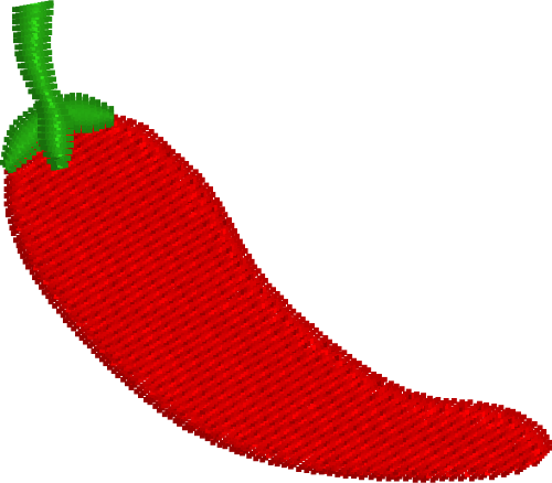 Red chili pepper with green stem on a white background