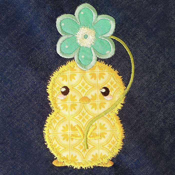 Chicks and Spring Flowers Applique
