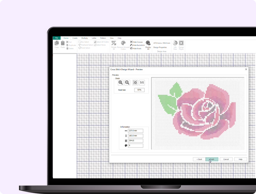 Effortlessly embroider intricate designs. Just like magic.